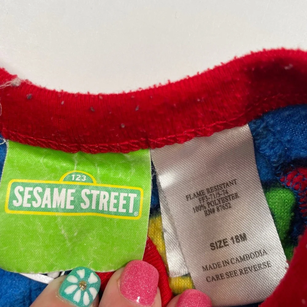 Sesame Street Elmo Fleece Footed‎ Pajamas Sleeper Kids Size 18M